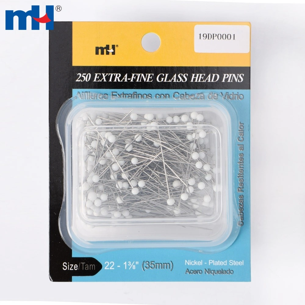 19DP0001-0.6 * 35mm دبابيس رأس زجاجية فائقة الدقة 250 قطعة / صندوق