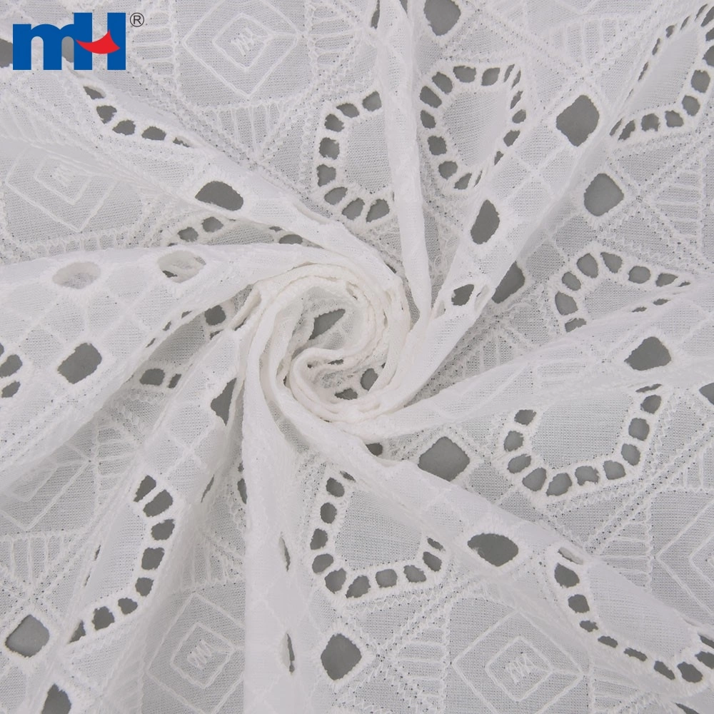 Buy White Embroidered Eyelet Fabric Hollowed Flower Lace, 45% OFF