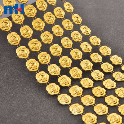 6 Row Gold Rhinestone Ribbon