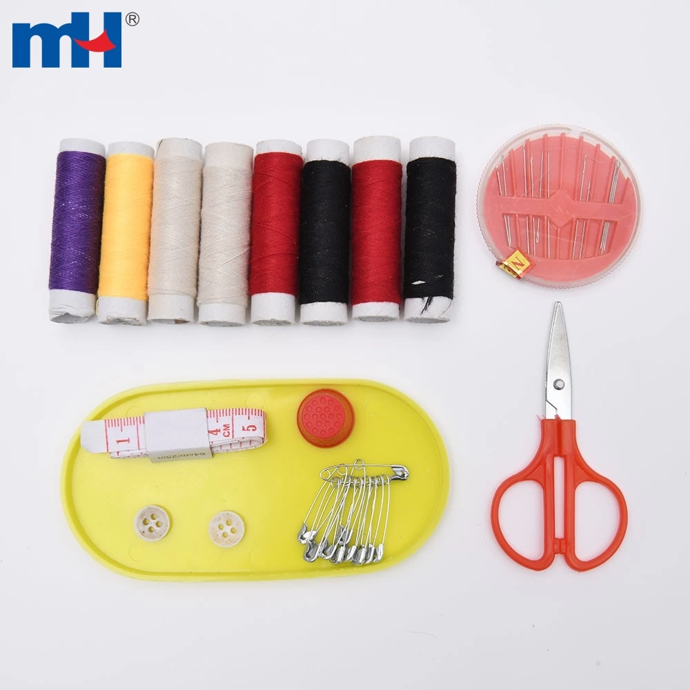 1set Portable Sewing Kit, Thread Scissors Needle Thimble Tape