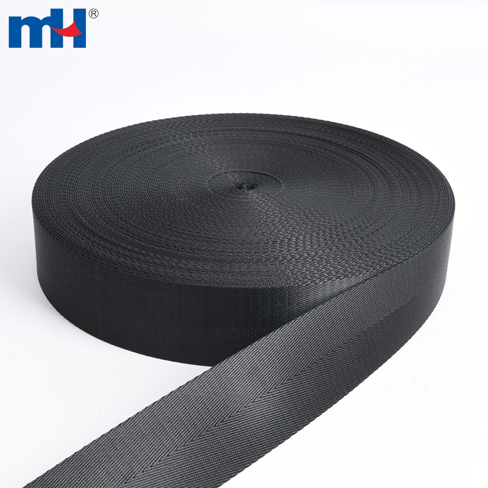 50mm Black Herringbone Twill Polyester bing Strap Tape