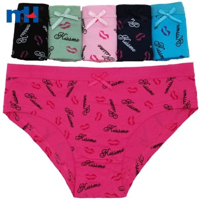 Women's Cartoon Print Brief Soft Bikini Panties Underwear Set