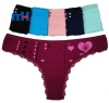 Cotton Thongs Low Rise Bikini with Lace Trims