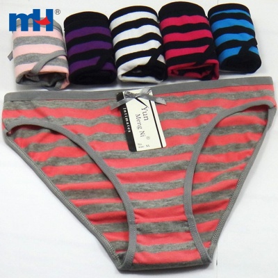 Mid Rise Cotton Panties Bikini Stripes