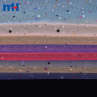 Print Rainbow Stars Tulle Fabric