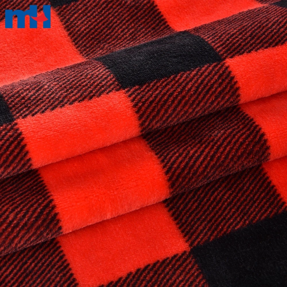 220GSM Double Napped Flannel Fleece Plaid Fabric 150cm Width