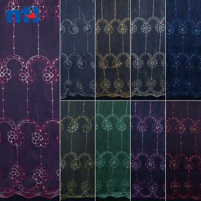 Tissu de rideau brodé en organza