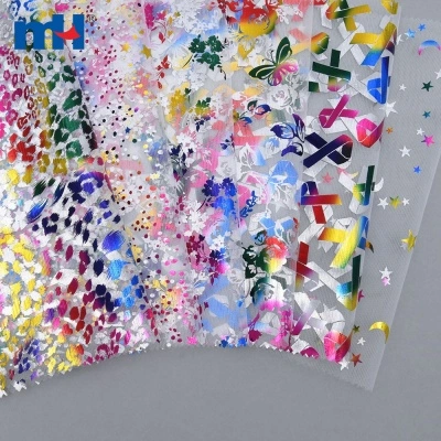 Colorful Printed Glitter Tulle Fabric