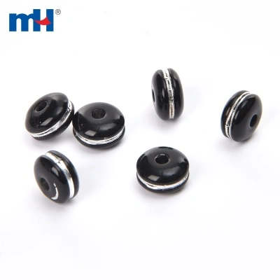 Perles acryliques rayées noires et blanches