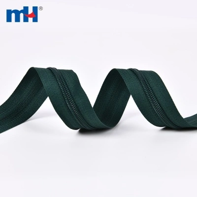 Ruban de fermeture éclair vert bouteille 5 mm