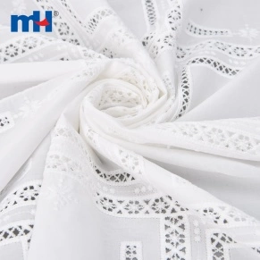 Tissu de dentelle de broderie laser de coton