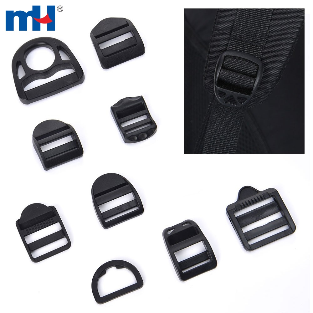 10 M Nylon Webbing Strap Band With 10 Sets Of Flat Side Release Buckles And Tri-Glide Slides For DIY Making Luggage Strap And Backpack Repairing