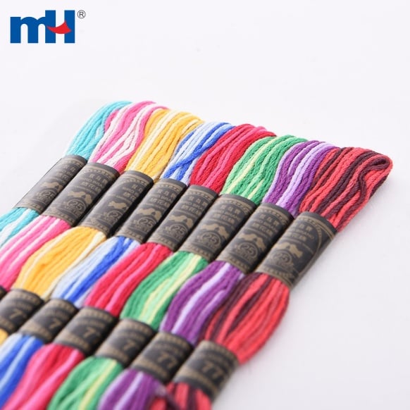 Rainbow color embroidery strings