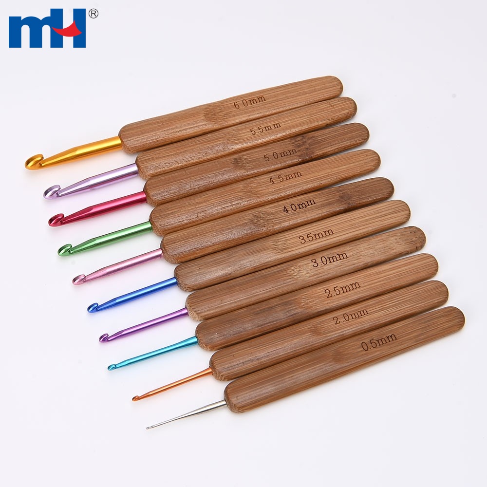 10 Pieces Crochet Hooks Set with Bamboo Handles Ningbo MH