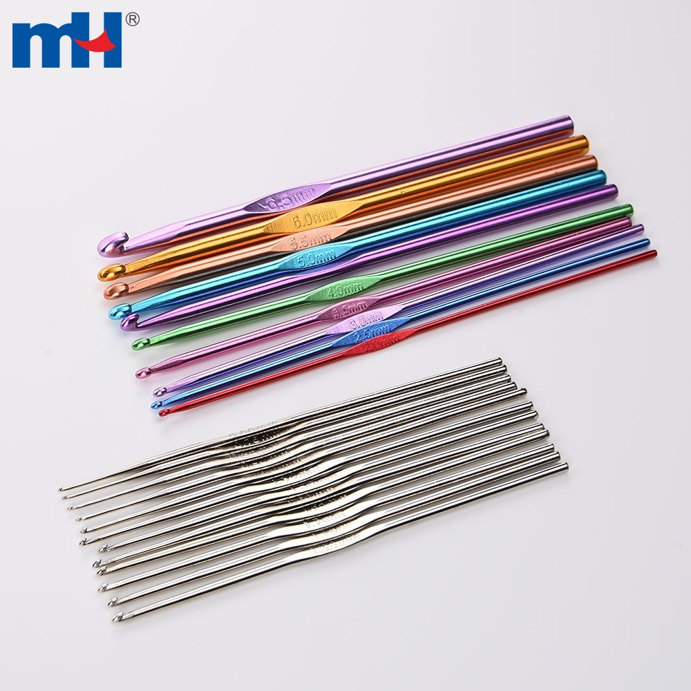 22pcs Mixed Color Metal Crochet Hooks Set Knitting Needles With