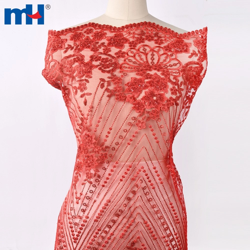 chinese dress ladies Wholesale Red 3D Flower Lace Fabric main image 0