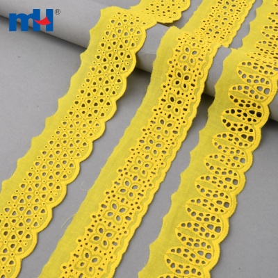 Bordure en dentelle de coton jaune