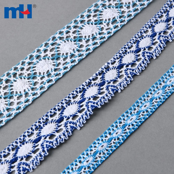blue crochet trim