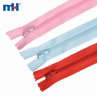 #3 Fermeture éclair en nylon avec cordon (4 lignes avec double cordon) C/EA/L