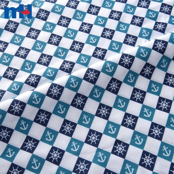 Anchor and Rudder Printed Bedsheet Fabric