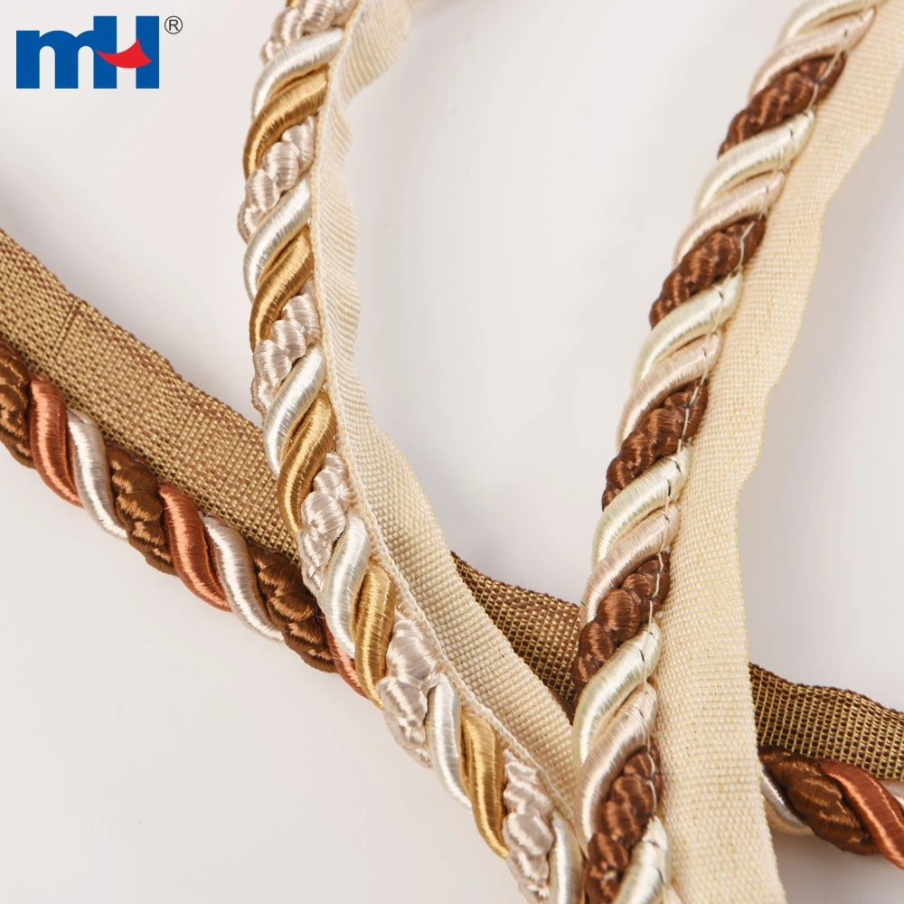 Buy Satin Gold Cord Trim With Lip Twisted Rope Design for Edge