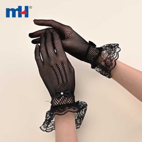 Black Wrist Ruffle Lace Gloves