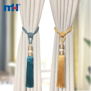 Alzapaños con borlas para cortinas de metal de jade de 80 cm