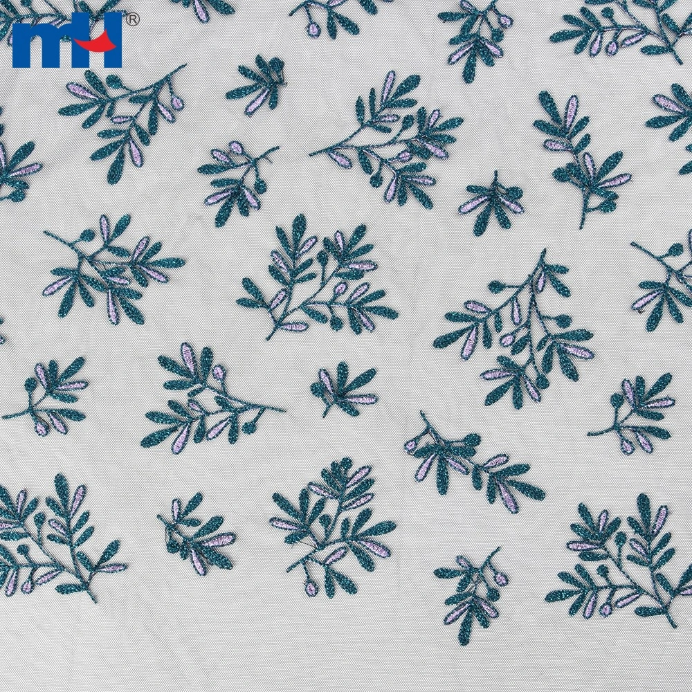 Floral embroidered store mesh fabric