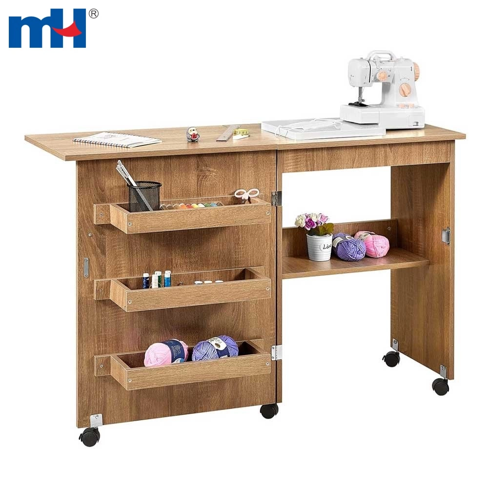 Foldable Multifunctional Sewing Machine Cart Table with Lockable Casters