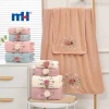 3D Embroidered Coral Fleece Bath Towel Set