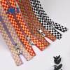 #5 Brass Silver Plated Teeth Zipper Checkered Tape