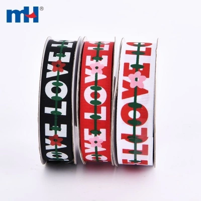 25mm Valentine Printed Polyester Grosgrain Ribbon