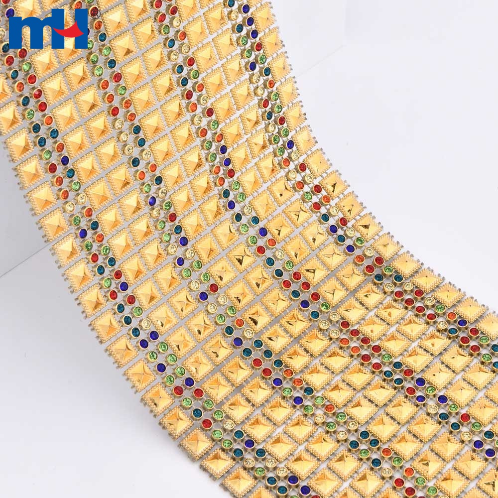 16-row Rainbow Rhinestone Diamond Mesh Ribbon Wrap 118cm