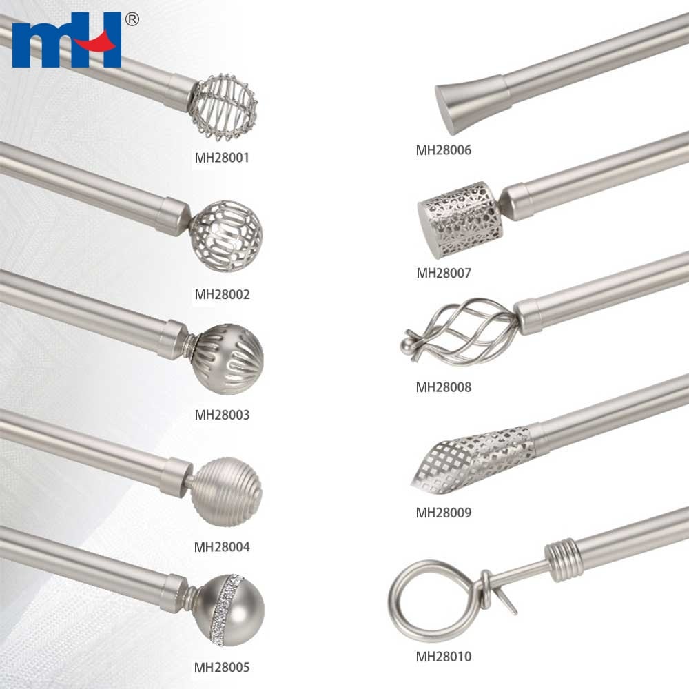 Elegant Adjustable Iron Curtain Rod with Spiral Finials (70-120cm) | MH