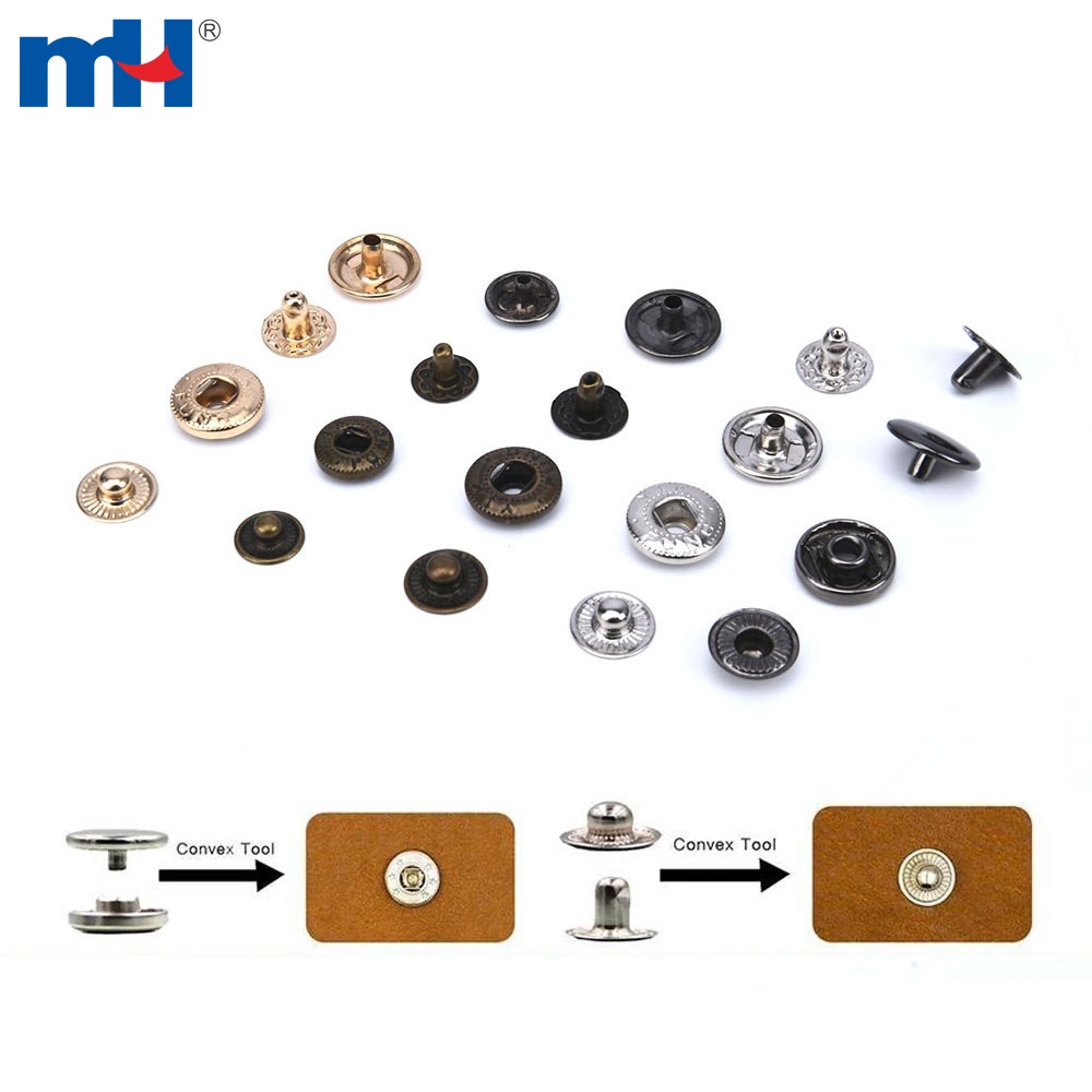 Metal Snap Button Fastener for Handbags, Wallets, Coin Pouches
