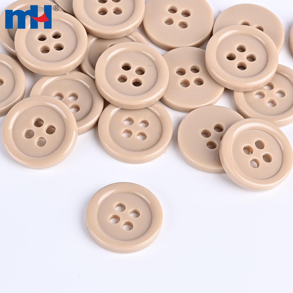 Button Supplier MH Supplier 24L 4Holes Round Resin Shirt Buttons for Uniform Sewing