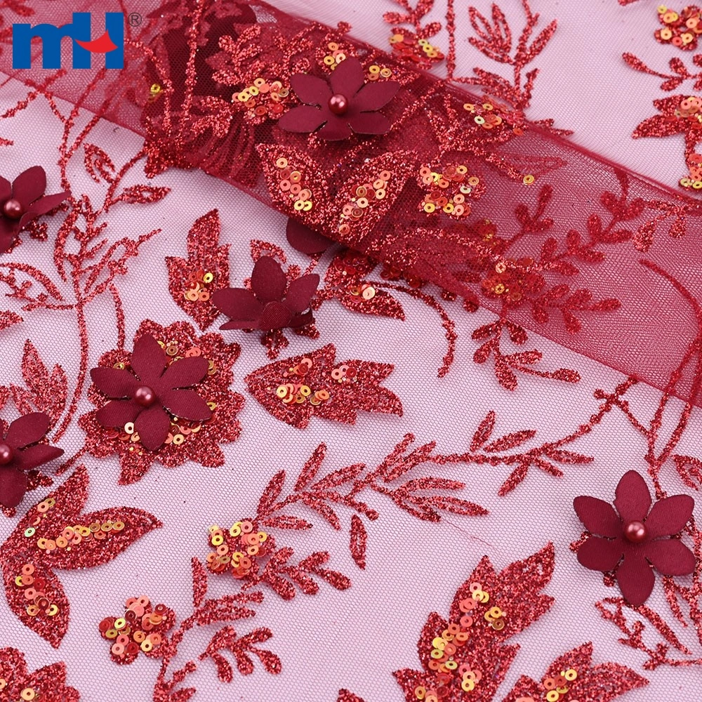 3D Glitter Wedding Gown Lace Fabric, 150-160cm Width | MH