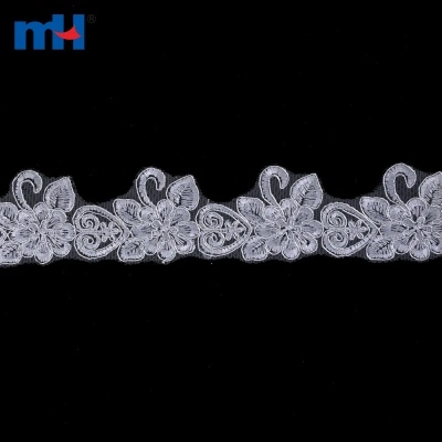 6.4cm Corded Embroidered Lace Trim
