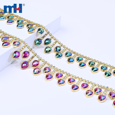 1 Yard Rhinestone Chain Trim - AB Crystal Applique For Clothing, Shoes & Jewelry Making (Gun Gray)