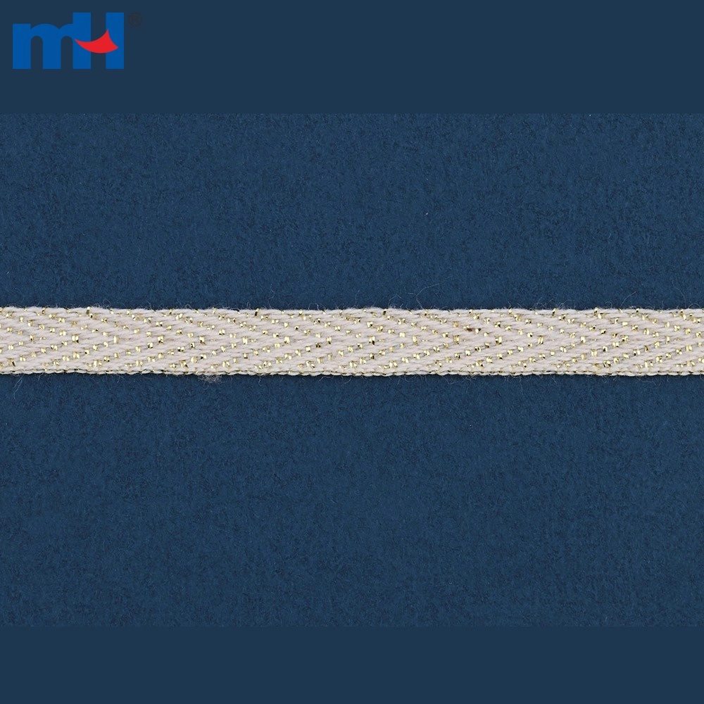 MH Bulk Order Supplier 6mm 1.2G Metallic Cotton Webbing Tape