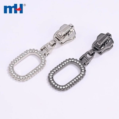Zinc Alloy Slider with Rhinestones Decorated Puller