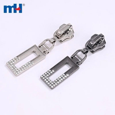 Zinc Alloy Slider with Rhinestones Decorated Puller
