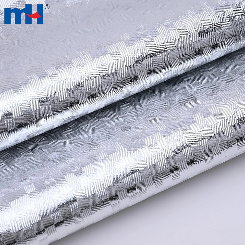MH Glossy Check-pattern Silver Laminated Spunlace Non-Woven Fabric