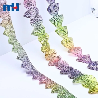 Rainbow Gradient Hot-fix Beaded Trim