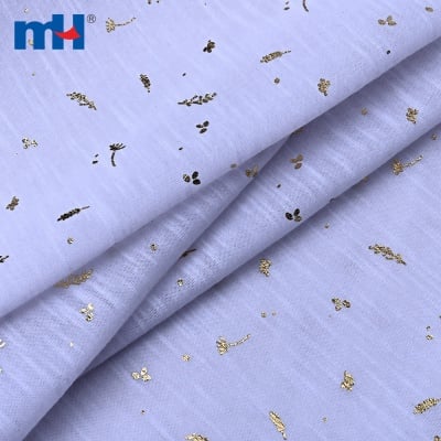 Gold Foil Slub Single Jersey Fabric