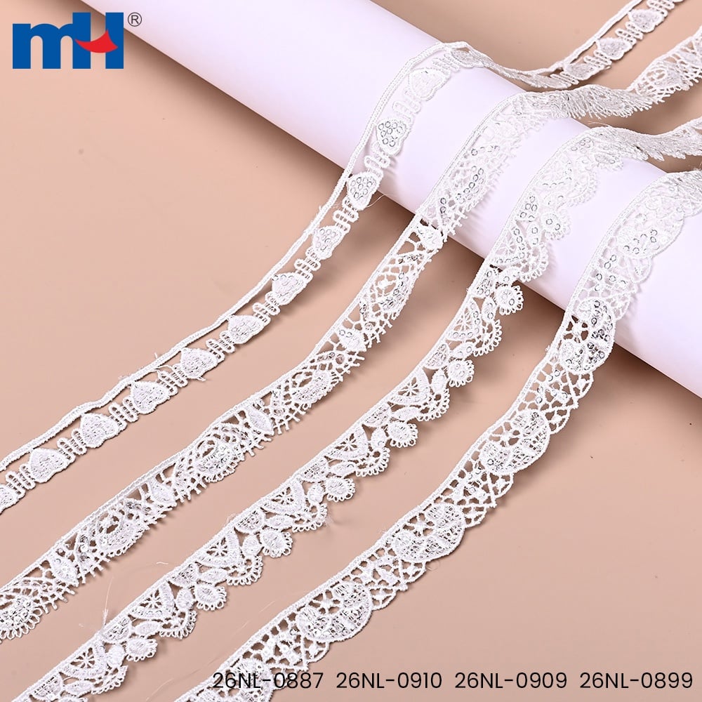 Detail renda garis tipis yang larut dalam air