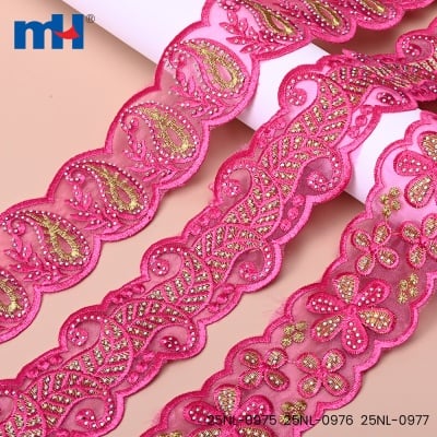 Organza Lace Trim with Rhinestone