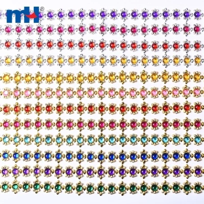 20mm Plastic Rhinestone Chain with Colorful A-Grade Glass Stones