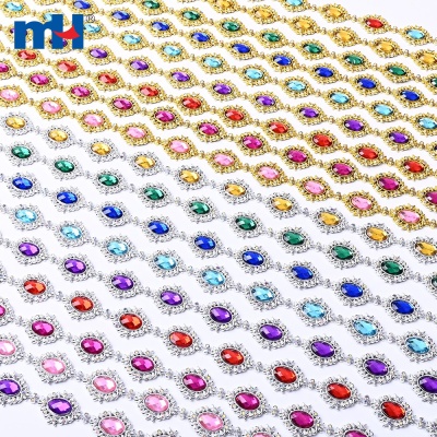 22 mm plastik rinestone zanjiri oq AB shisha elektrokaplama tagligi