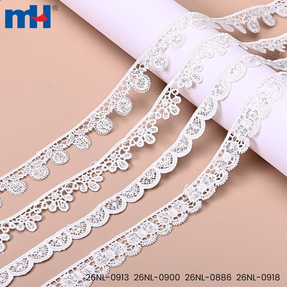 Detail renda garis tipis yang larut dalam air